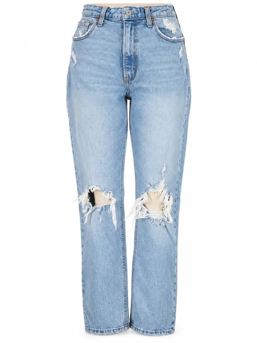 Abercrombie & Fitch Curve Love Mom Jeans 25 0R High Rise Distressed Light Wash